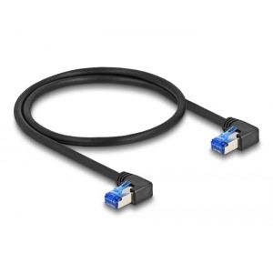Delock RJ45 -verkkokaapeli Cat.6A S/FTP oikealle kulma 1 m musta
