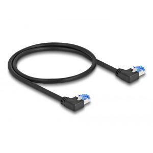 Delock RJ45 -verkkokaapeli Cat.6A S/FTP vasemmalle kulma 1 m musta