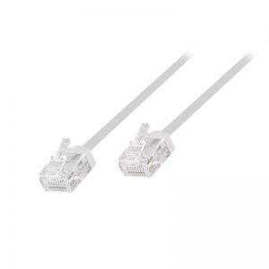 Ethernetkaapeli RJ45 Cat.6A UTP Ultra Slim, lyhyt liitin, pakkaukseton, valkoinen 5,0 m