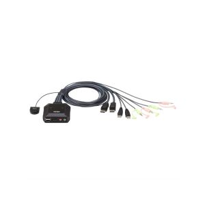 2-porttinen USB DisplayPort -kaapeli KVM-kytkin etäportinvalitsimella