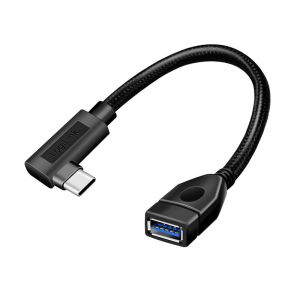 USB 3.2 Gen 1 USB-C -sovitin - A naaras, 90° kulmassa 20cm, musta