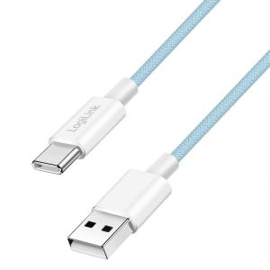 USB 2.0 Type-C -kaapeli, C/M - A/M, nailonkuori, 60W, sininen, 1 m