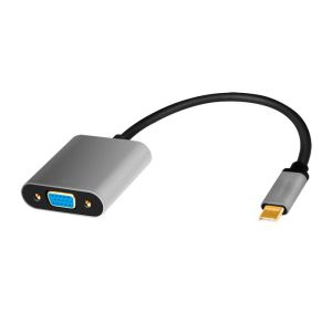 USB Type-C -sovitin, C-uros - VGA-naaras, 1080p, alumiini, musta/harmaa, 0,15 m