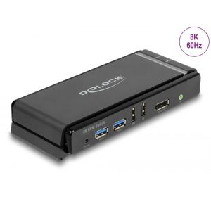 Delock Displayport 1.4 8K 60 Hz + USB 3.0 KVM + audio kytkin 2pc
