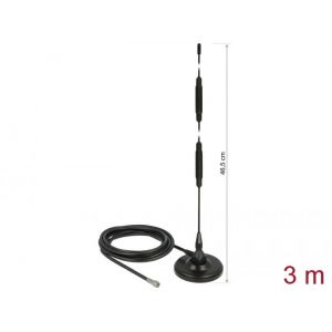 Delock LTE 7 dBi SMA plug 46,5cm antenni RG-58 3m kaapelilla, magneettijalustalla