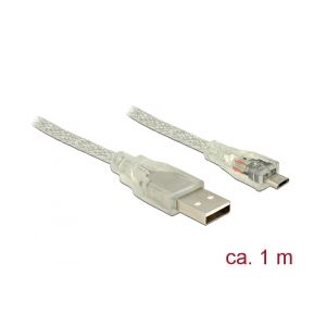 Delock USB A - USB micro B lataus ja datakaapeli 1m