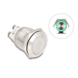 Delock painonappi 19 mm 4 x ruuviliitin LED vihreä