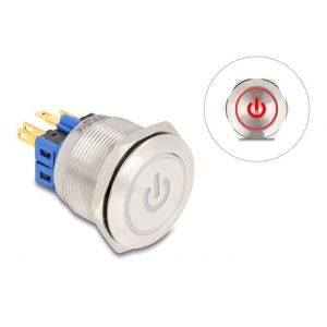 Delock painonappi 25 mm 6 x juotosliitäntä LED punainen virta symboli