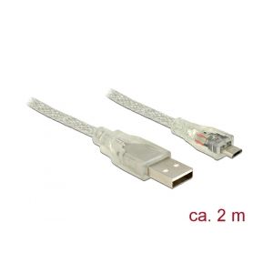 Delock USB A - USB micro B lataus ja datakaapeli 2m
