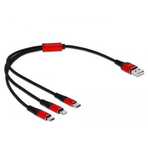 Delock 3in1 latauskaapeli Lightning / Micro USB / USB-C 0.3m