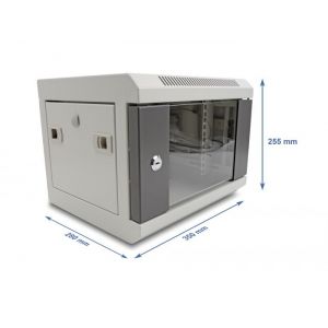Delock 10″ seinäkaappi lasiovella 4U harmaa