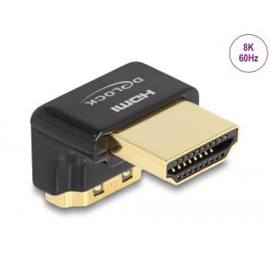 Delock HDMI uros-naaras kulmaliitin alaspäin 8K 60Hz metallinen