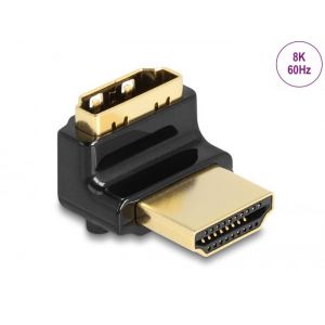 Delock HDMI uros-naaras kulmaliitin ylöspäin 8K 60Hz metallinen