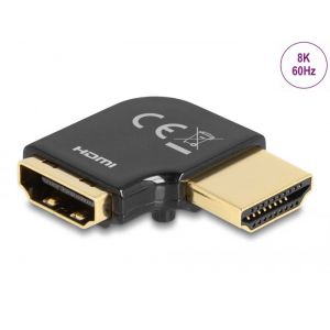 Delock HDMI uros-naaras kulmaliitin vasemmalle 8K 60Hz metallinen