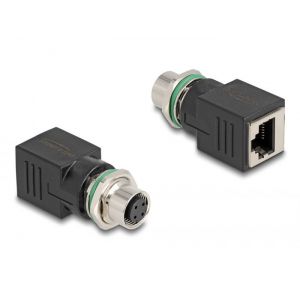 Delock M12 4-pin D-coded naaras - RJ45 adapteri