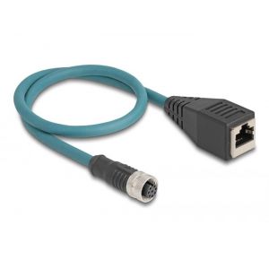 Delock M12 8-pin A-coded naaras - RJ45 naaras 0,5 m