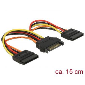 Delock SATA - 2xSATA virta-adapteri 15cm