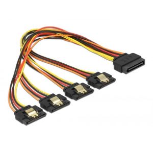 Delock Sata - 4x Sata virtakaapeli klipsillä 30cm