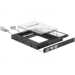 Delock Slim SATA 5.25″ kehikko (13mm) 1 x 2.5″ SATA HDD