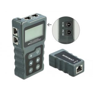 Delock RJ45 / PoE / DC kaapelitesteri LCD näytöllä