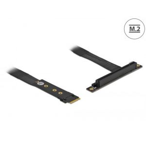 M.2 Key M -> PCIe x16 NVMe adapteri kulmalla 20 cm kaapelilla
