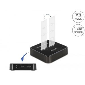 Delock M.2 NVMe PCIe SSD x 2 USB-C telakka kloonaustoiminnolla