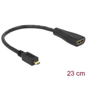 Delock Micro HDMI u - HDMI n adapterikaapeli 23cm