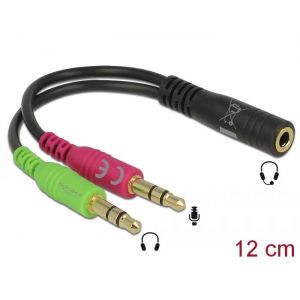 Delock 3.5mm stereo 4-pin naaras - 2x3.5mm uros CTIA