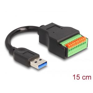 Delock USB 3.2 Gen 1 Type-A riviliitin painonapeilla 15cm
