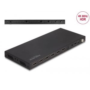 Delock HDMI Matrix kytkin 4 x HDMI sisään - 2 x HDMI ulostulo 4K 60 Hz audio erottimella