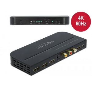 Delock HDMI kytkin 3xin + 1xout + Audio erotin 4K 60Hz