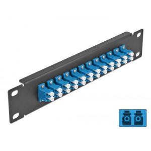 Delock 10" kuituoptiikkapaneeli 12-porttinen LC Duplex 1U sininen/musta