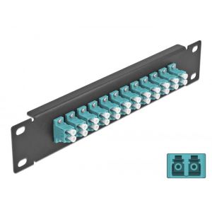 Delock 10" kuituoptiikkapaneeli 12-porttinen LC Duplex 1U aqua/musta