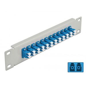 Delock 10" kuituoptiikkapaneeli 12-porttinen LC Duplex 1U sininen/harmaa
