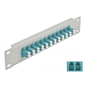 Delock 10" kuituoptiikkapaneeli 12-porttinen LC Duplex 1U aqua/harmaa