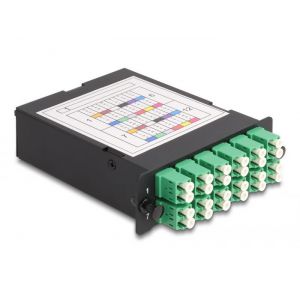 Delock Fiber Optic HD (High Density) -kasetti MPO uros - 12 x LC Duplex -naaras, 24 kuitua, yksimuoto, napaisuus A, 9/125 µm