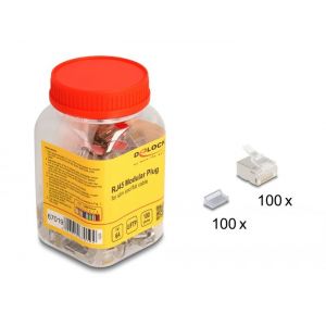 Delock Cat.6A liitin litteille ja ohuille 32 AWG kaapeleille 100kpl
