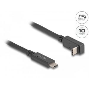 Delock USB-C 10 Gbps E-marker, PD 60W, ylös / alas kulma 1m kaapeli