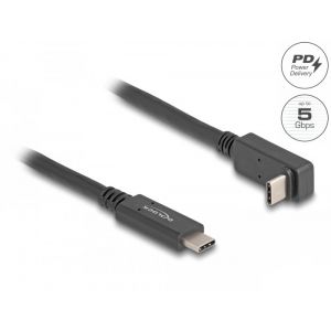 Delock USB-C 5 Gbps E-marker, PD 60W, ylös / alas kulma 2m kaapeli