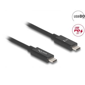 Delock USB 80 Gbps USB-C uros-uros 16K 60 Hz PD 3,1 240 W E-Marker koaksiaali 0,5 m musta