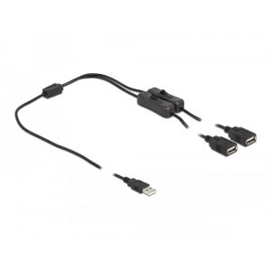 Delock USB Type-A uros - 2 x naaras On/Off kytkimellä 1 m