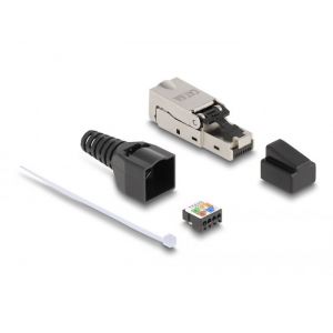 Delock Cat.6A RJ45 -liitin LSA vedonpoistolla ja pölysuojalla työkaluvapaa