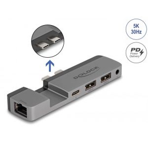 Delock telakka MacBook Pro / MacBook Air Thunderbolt™ 4, 5K näyttötuki / 100 W PD / 2xUSB / LAN / Audio