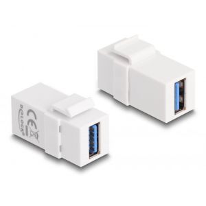 Delock Keystone moduli USB 3.0 A naaras x 2 valkoinen (1:1)