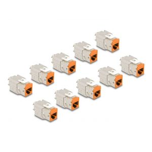 Delock Keystone RJ45 liitin LSA Cat.6A työkaluton oranssi 10kpl