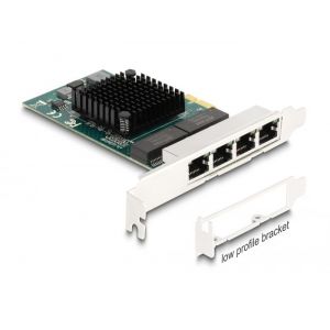 Delock PCI Express x1 - Gigabit 4 x RJ45 Broadcom verkkokortti