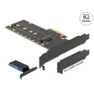 Delock PCIE x4 - 1 x NVMe M.2 SSD lisäkortti jäähdytyssiilillä sekä RGB Led valaistuksella