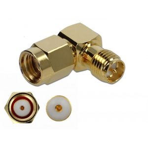 Delock RP-SMA plug > RP-SMA jack 10GHz, 90 asteen kulmalla