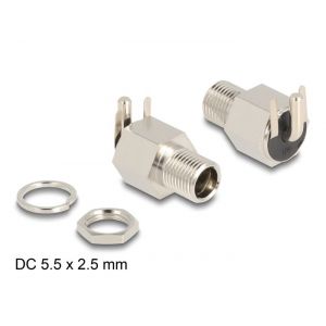 Delock DC 5,5 x 2,5 mm naaras bulkhead juotosversio - kuusikulmio 20 V / 10 A