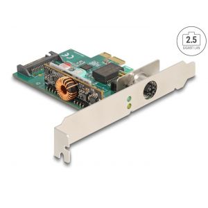 Delock PCIe x1 2.5 Gigabit LAN 1 x M12 8-pin X-code PoE+ verkkokortti